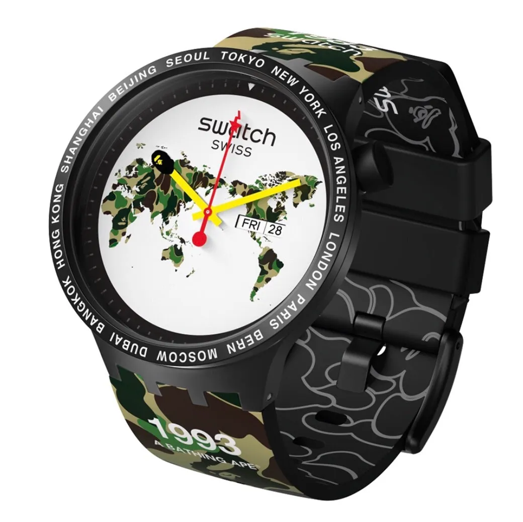 DS! Bape x Swatch Big Bold Global Edition ABC Camo Watch