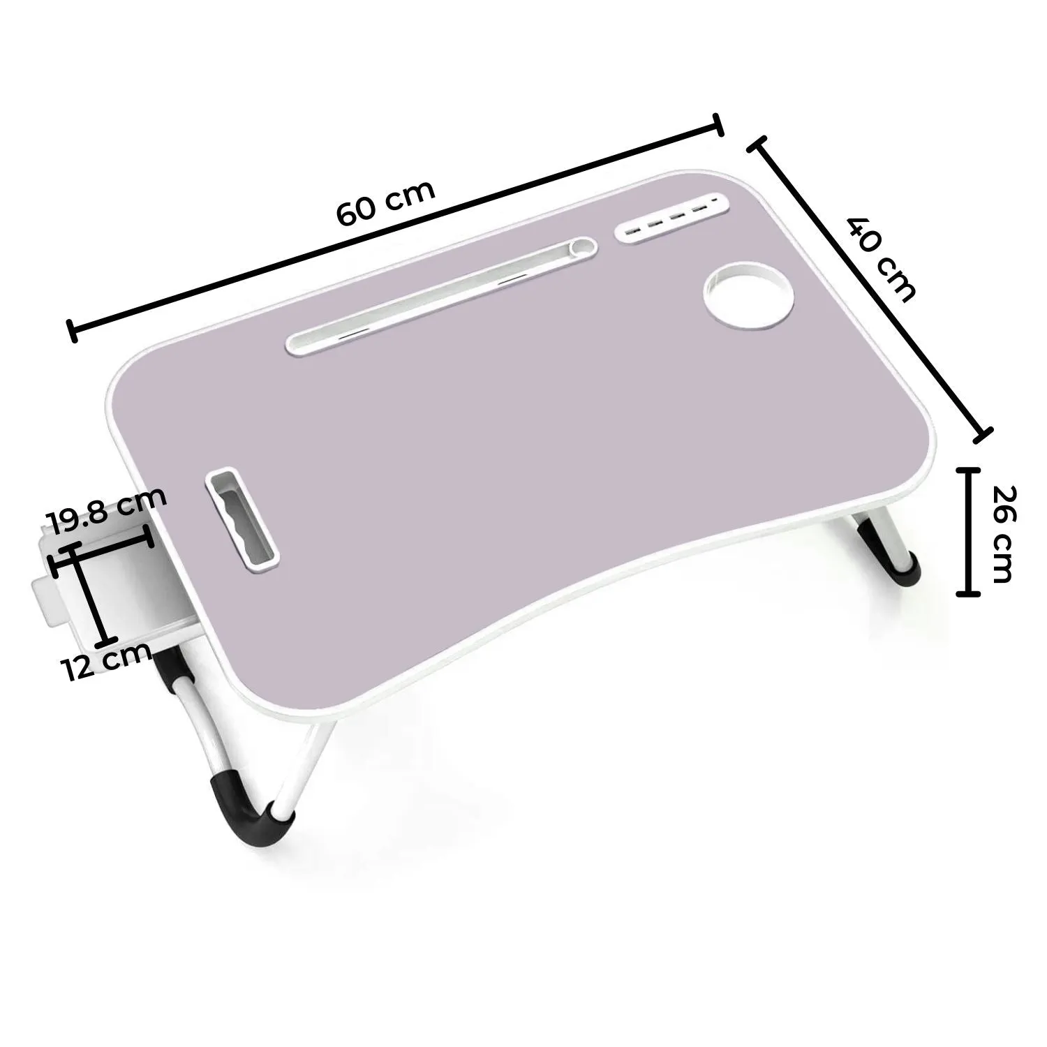 Ekkio Portable Laptop Bed Desk Foldable Legs with USB Charge Port Home Office Light Pink