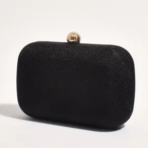 Ella Woven Structured Clutch (Black)