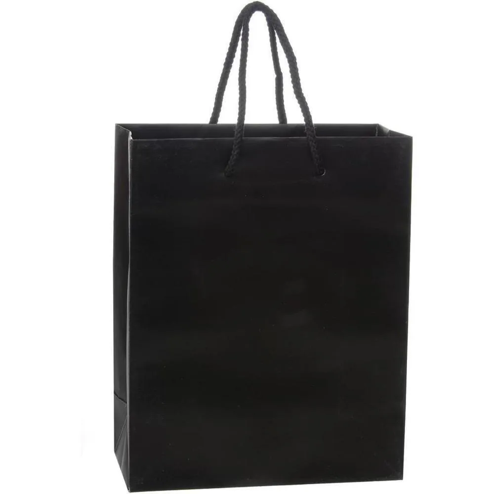 Eurotote Retail Bag with Rope Handle - Matte Black / 8" x 4" x 10"