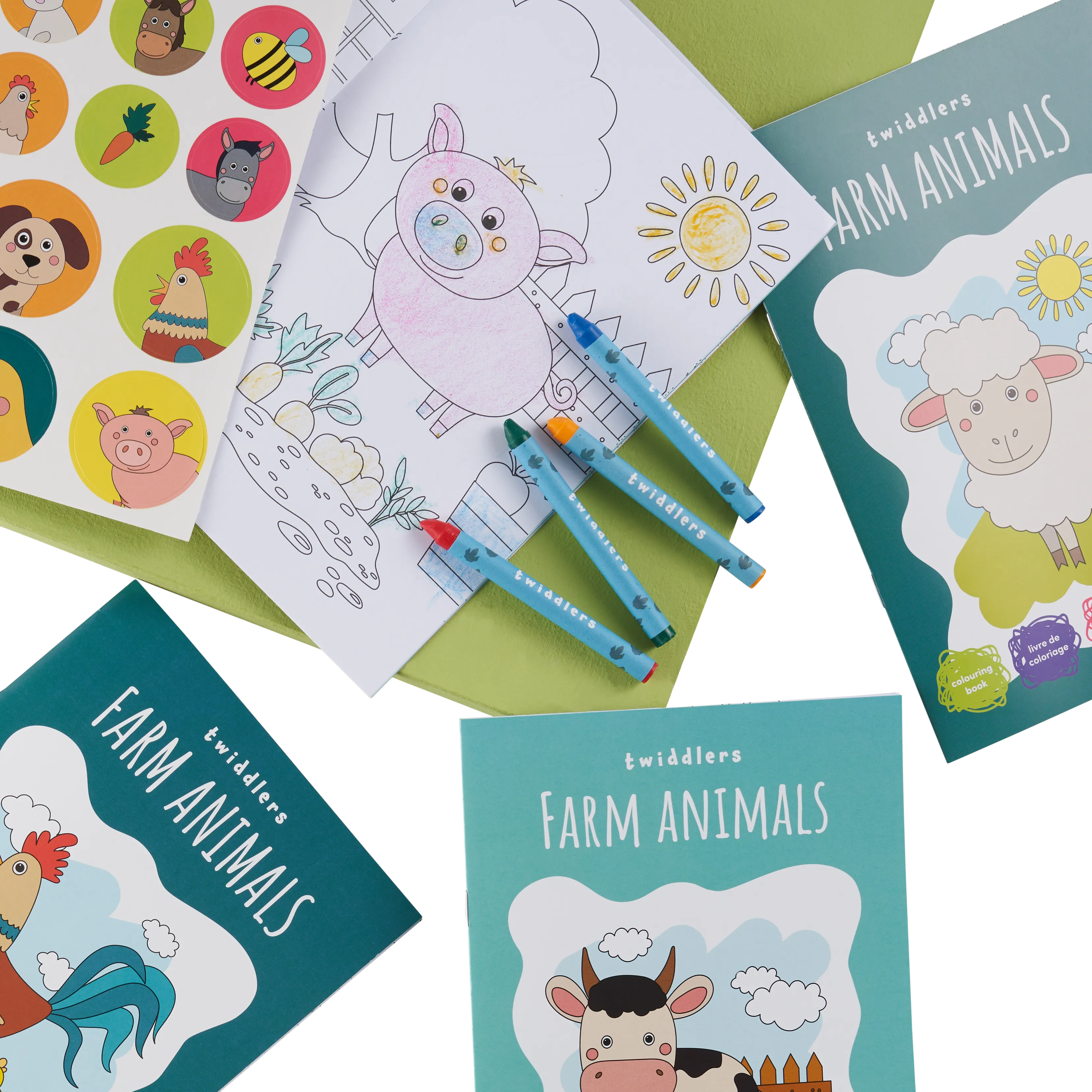 Farm Animals Colouring Books with Crayons & Stickers