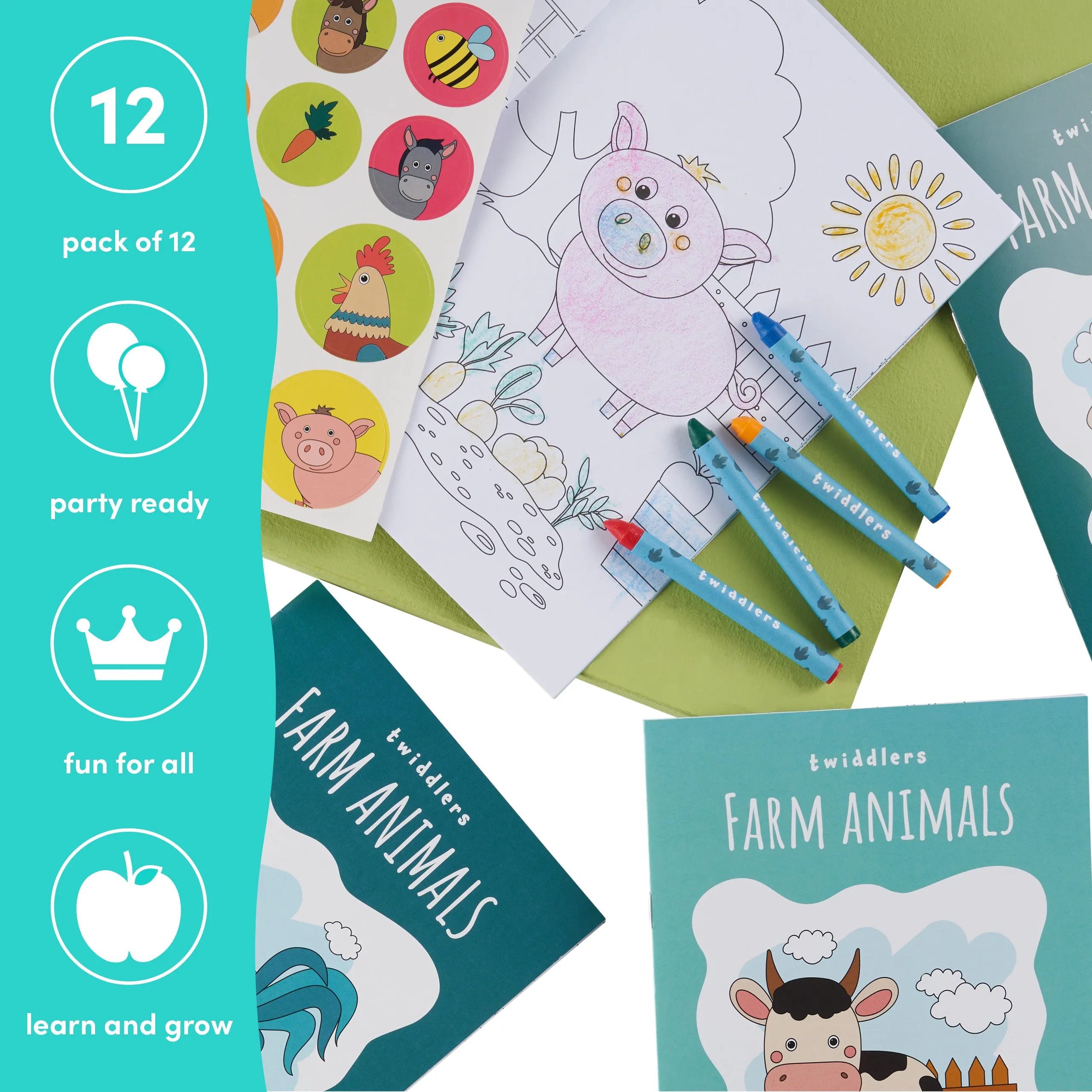 Farm Animals Colouring Books with Crayons & Stickers