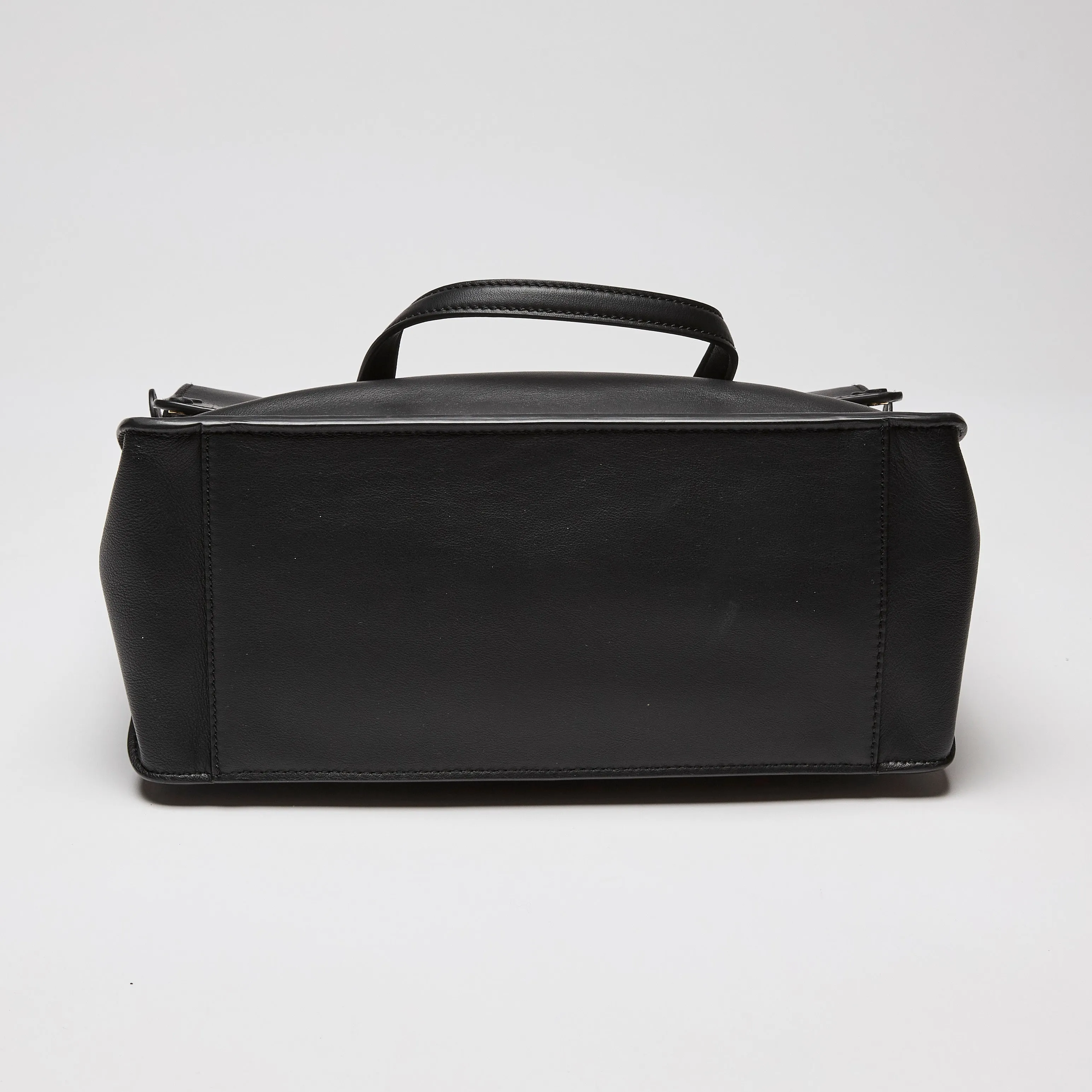 Fendi Vitello Grace Matte Flap Over Tote Black with Guitar Strap