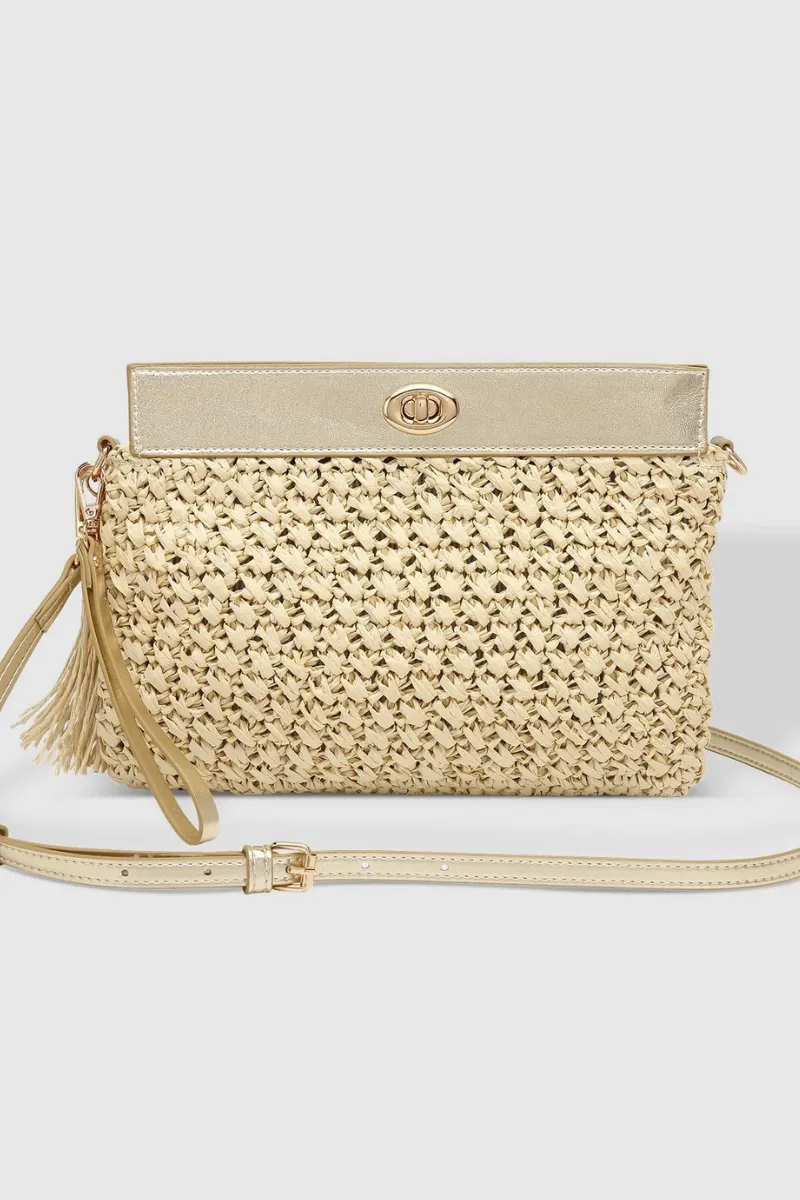 FERN RAFFIA CLUTCH - CHAMPAGNE