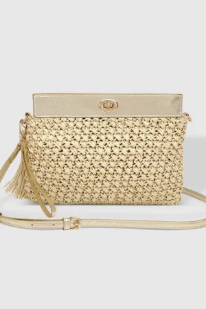 FERN RAFFIA CLUTCH - CHAMPAGNE