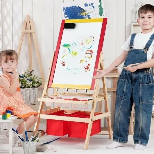Flip-Over Double-Sided Kids Art Easel - Color: Multicolor