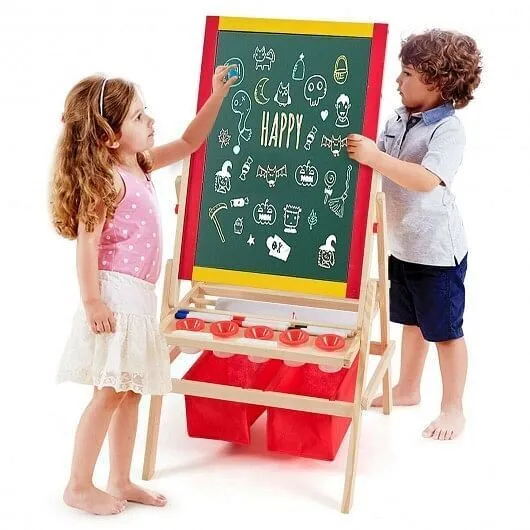 Flip-Over Double-Sided Kids Art Easel - Color: Multicolor