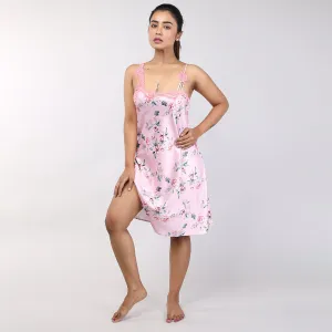 Floral Peach Women's Short Nighty Gown Set