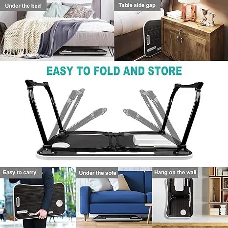 Foldable Laptop Desk for Bed with 4 USB Ports, Free Nightlight & Fan