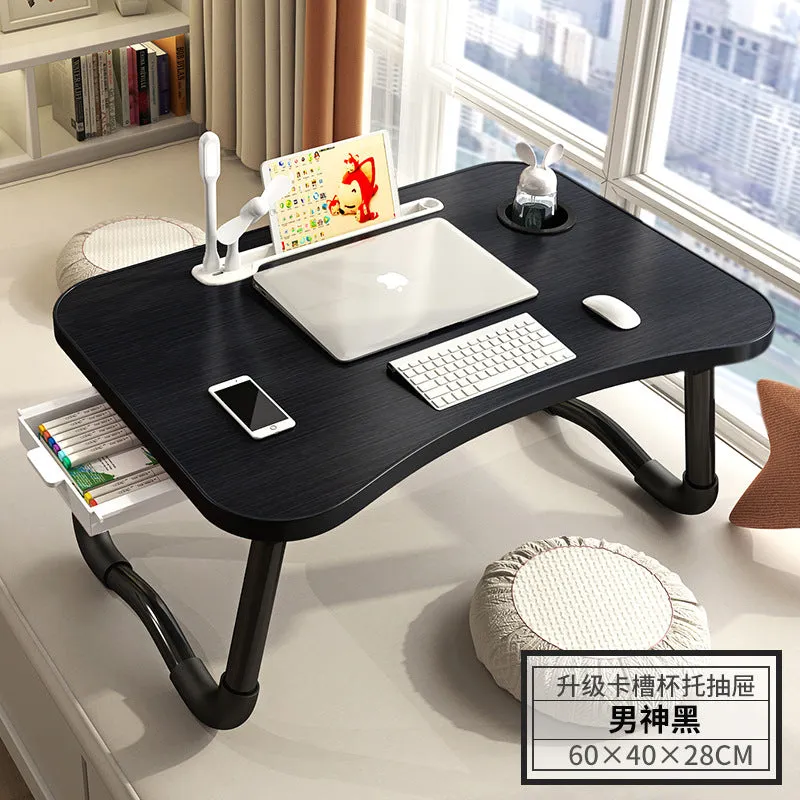 Foldable Laptop Desk for Bed with 4 USB Ports, Free Nightlight & Fan