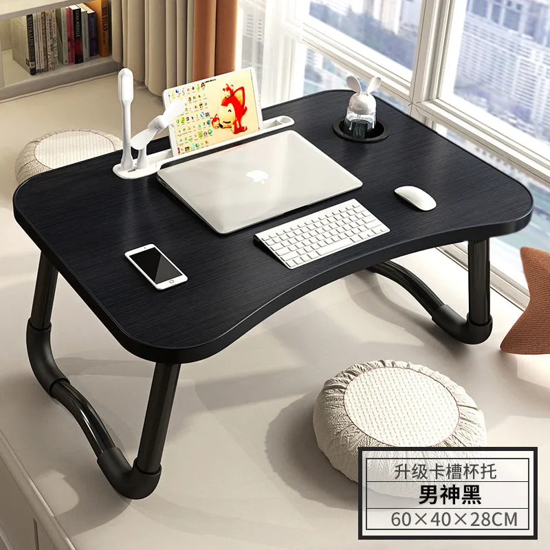 Foldable Laptop Desk for Bed with 4 USB Ports, Free Nightlight & Fan