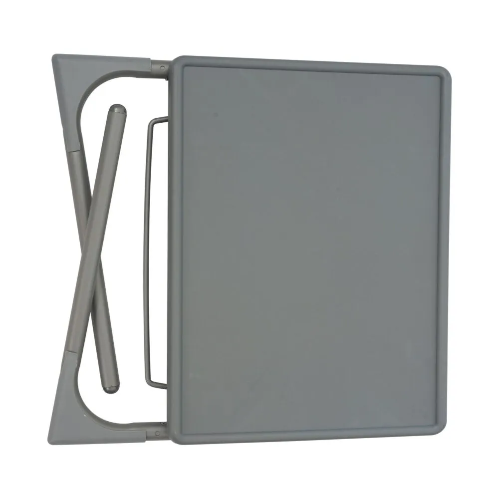 Foldable Table Adjustable Tray Laptop Desk with Removable Cup Holder-Silver Grey