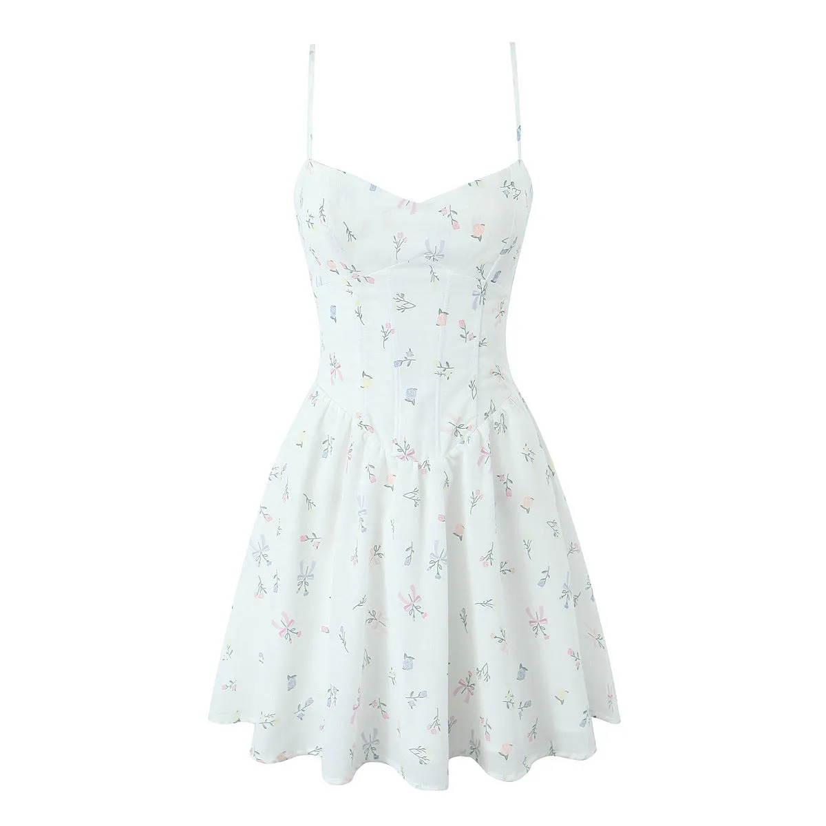French Sweet Style Fishbone Drawstring Slim-fit Elastic Bandage Sling Dress
