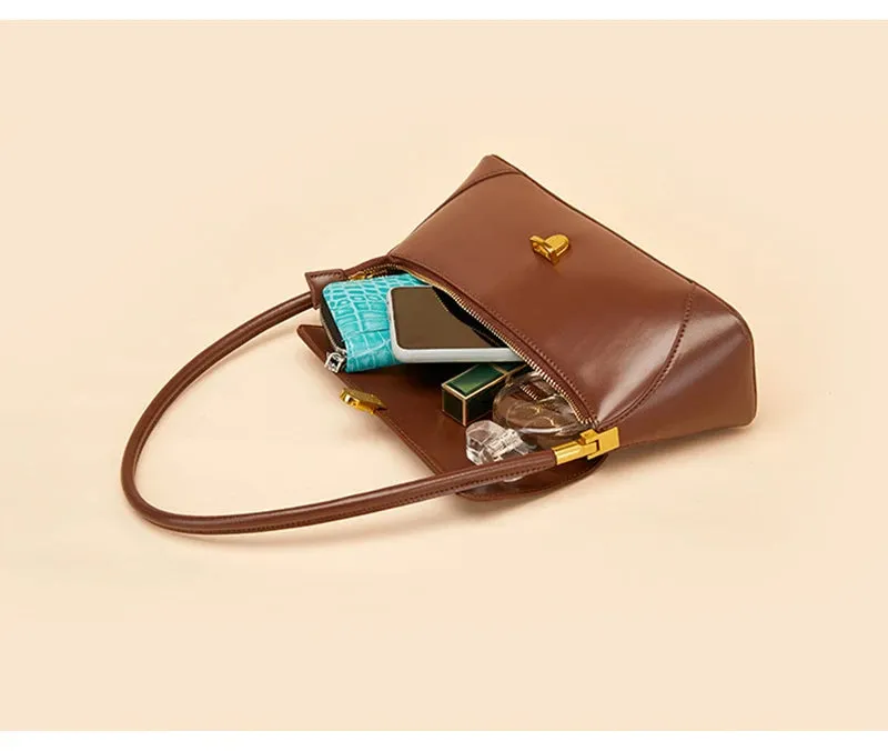 Genuine Leather Single Strap Baguette Shoulder Bags