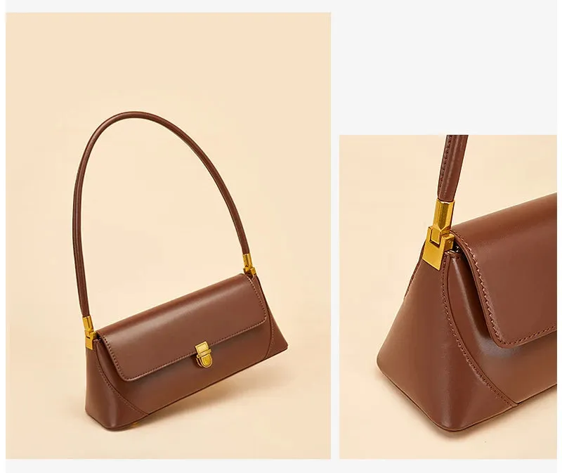 Genuine Leather Single Strap Baguette Shoulder Bags