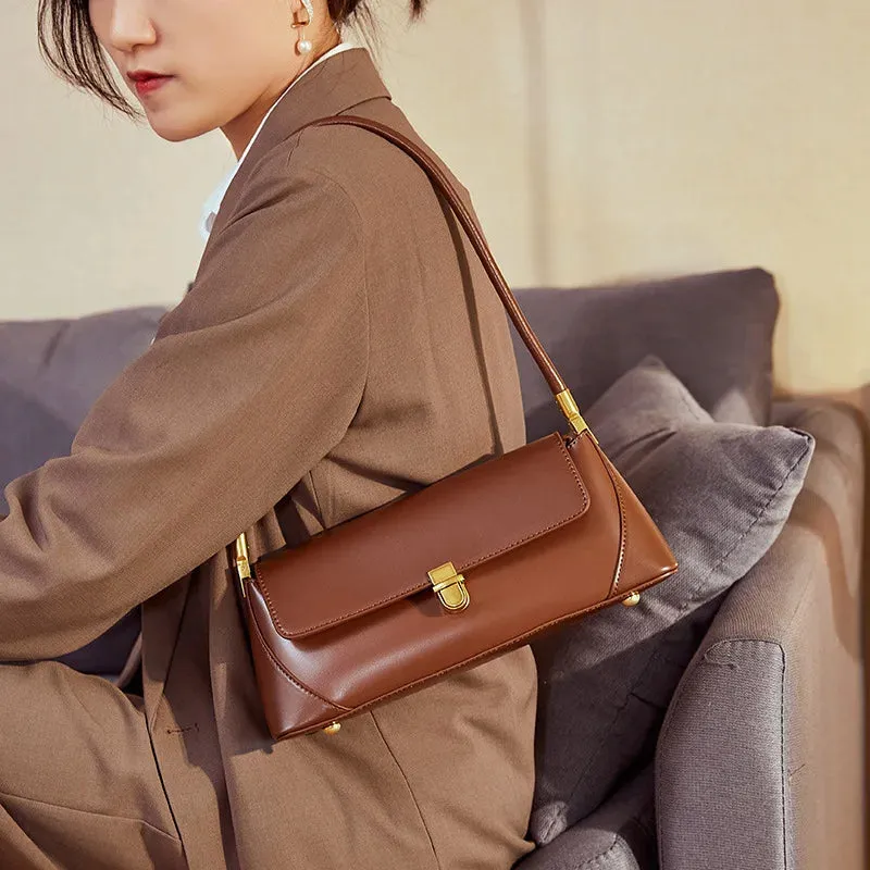 Genuine Leather Single Strap Baguette Shoulder Bags