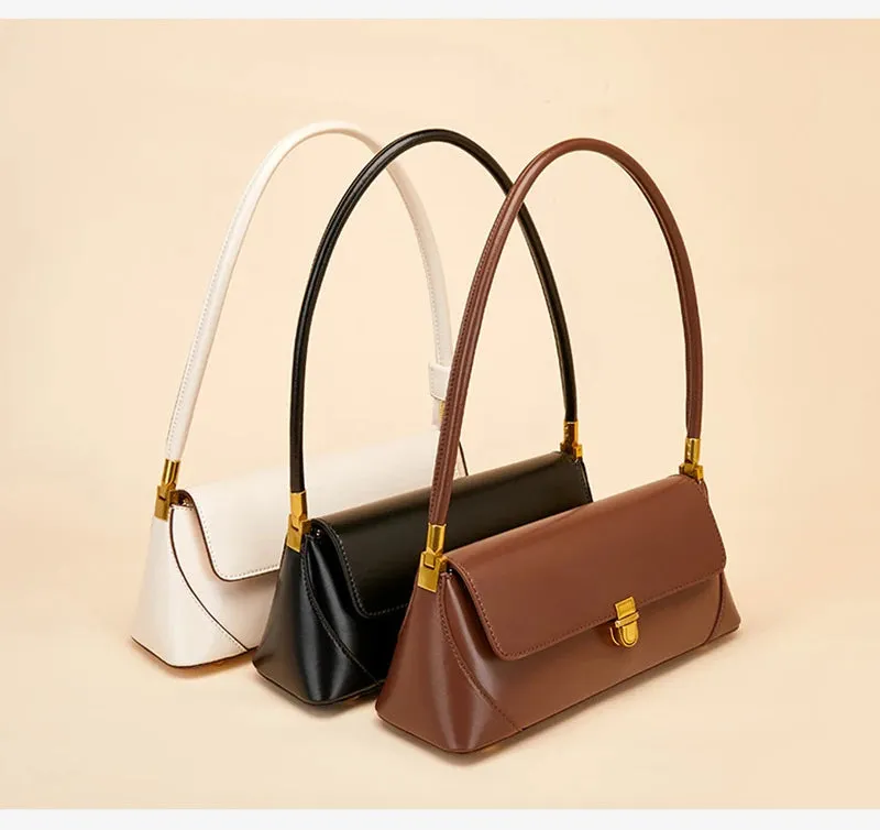 Genuine Leather Single Strap Baguette Shoulder Bags