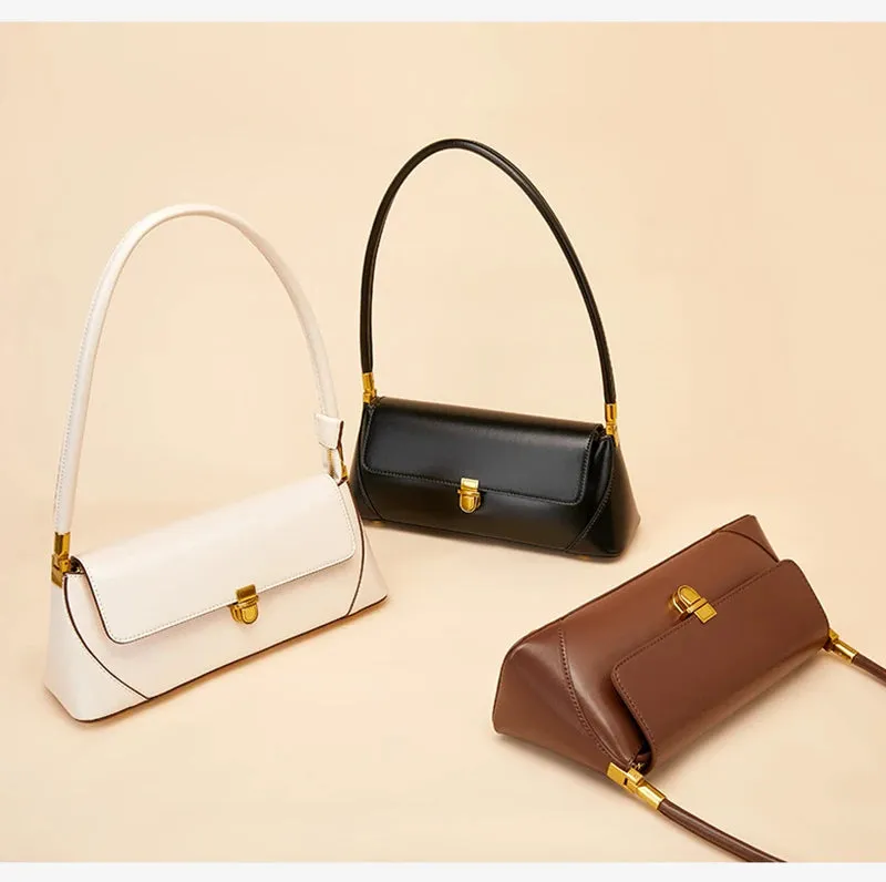 Genuine Leather Single Strap Baguette Shoulder Bags