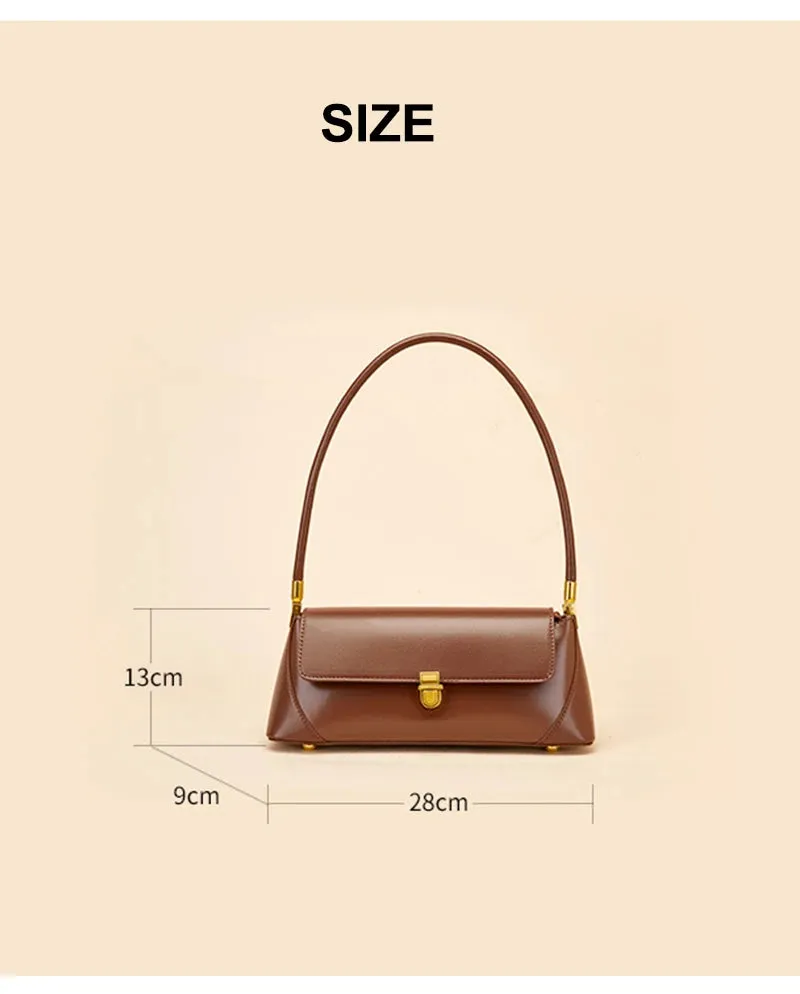Genuine Leather Single Strap Baguette Shoulder Bags