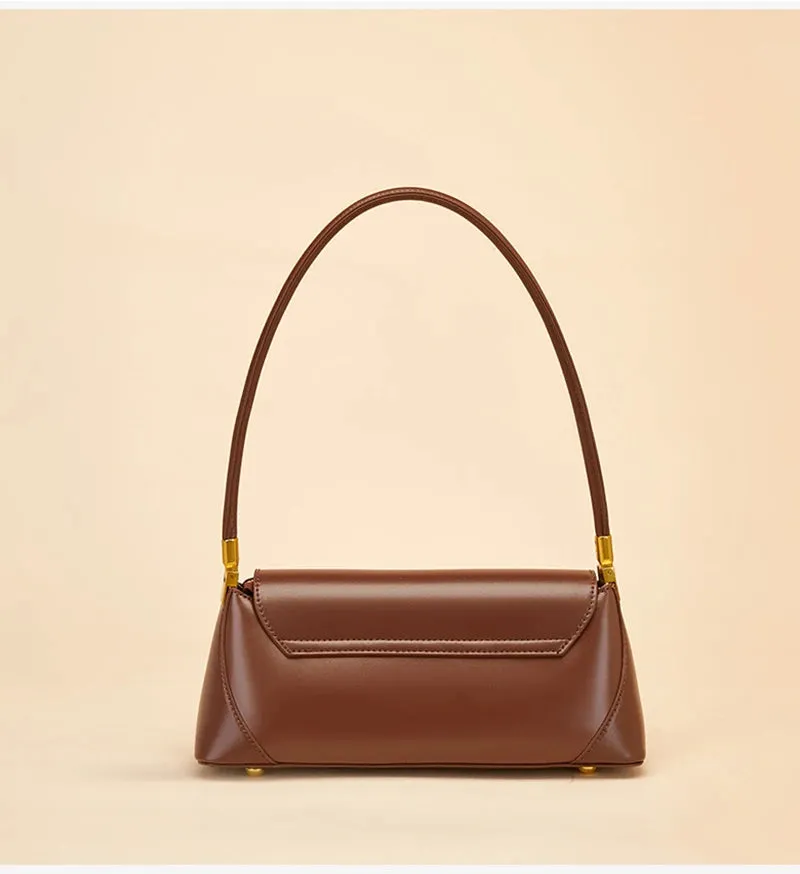 Genuine Leather Single Strap Baguette Shoulder Bags