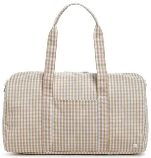 Gingham Khaki Weekender Duffel Bag