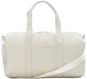 Gingham Pearl Grey Weekender Duffel Bag