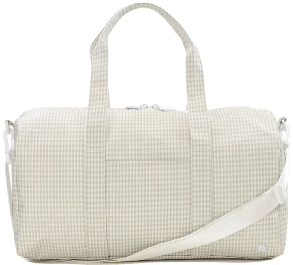 Gingham Pearl Grey Weekender Duffel Bag