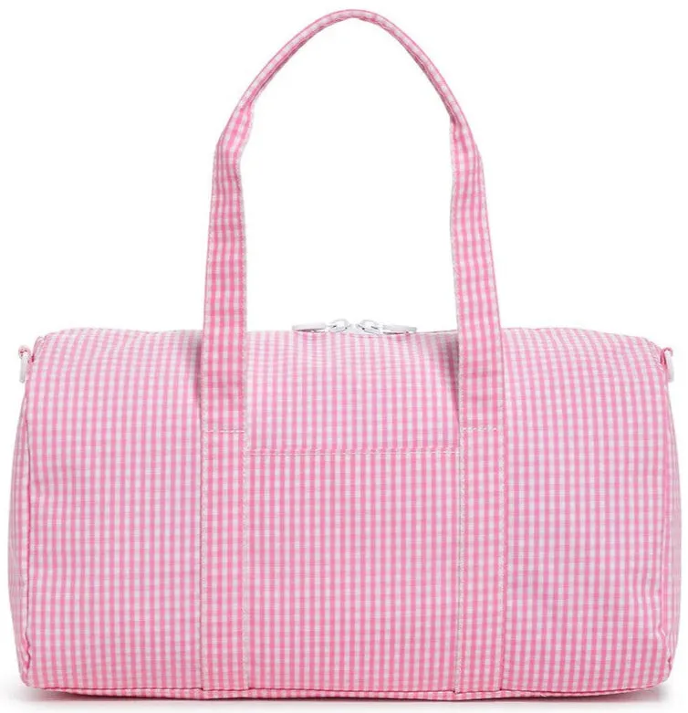 Gingham Pink Weekender Duffel Bag
