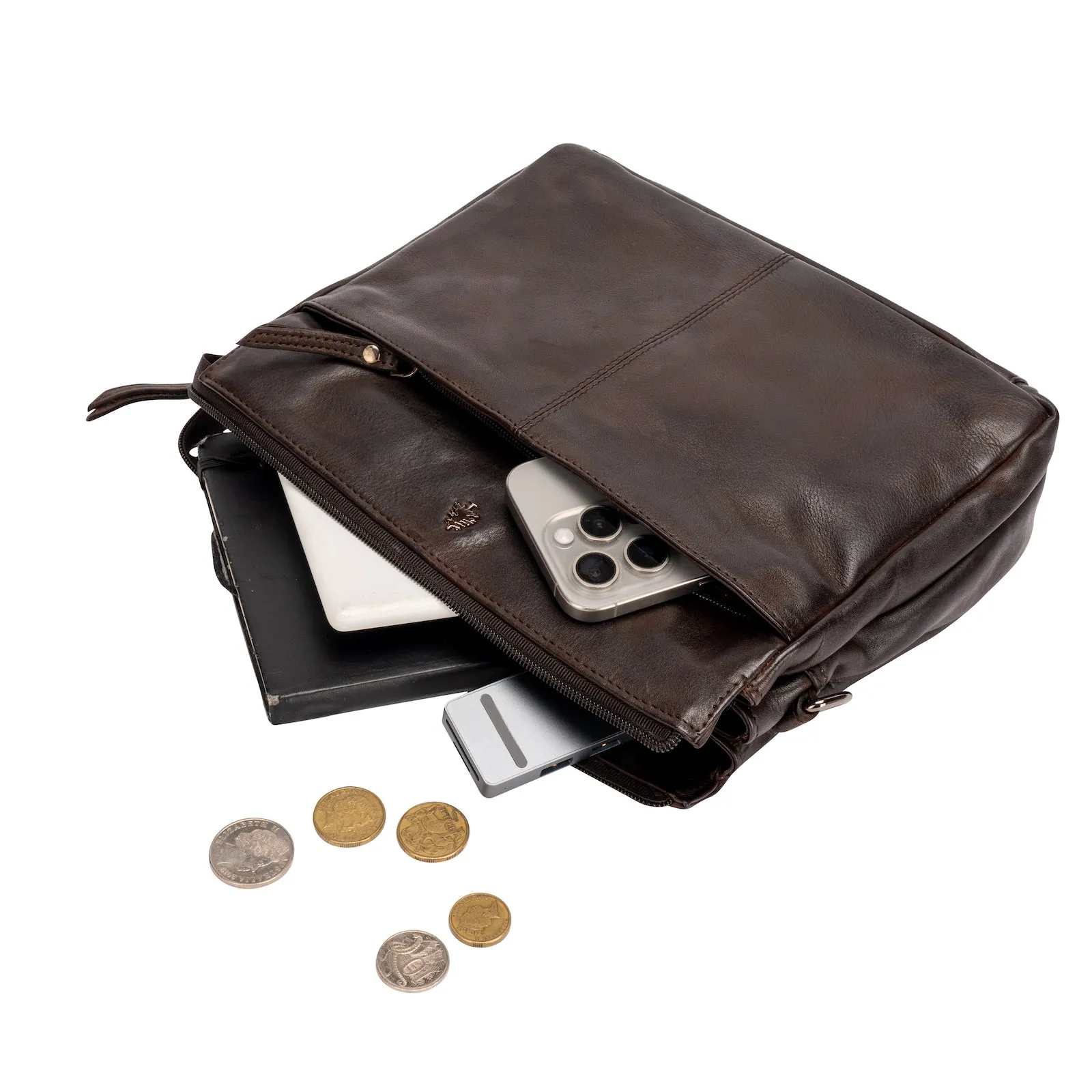 Greenwood 'June' Crossbody Leather Bag ~ Brown