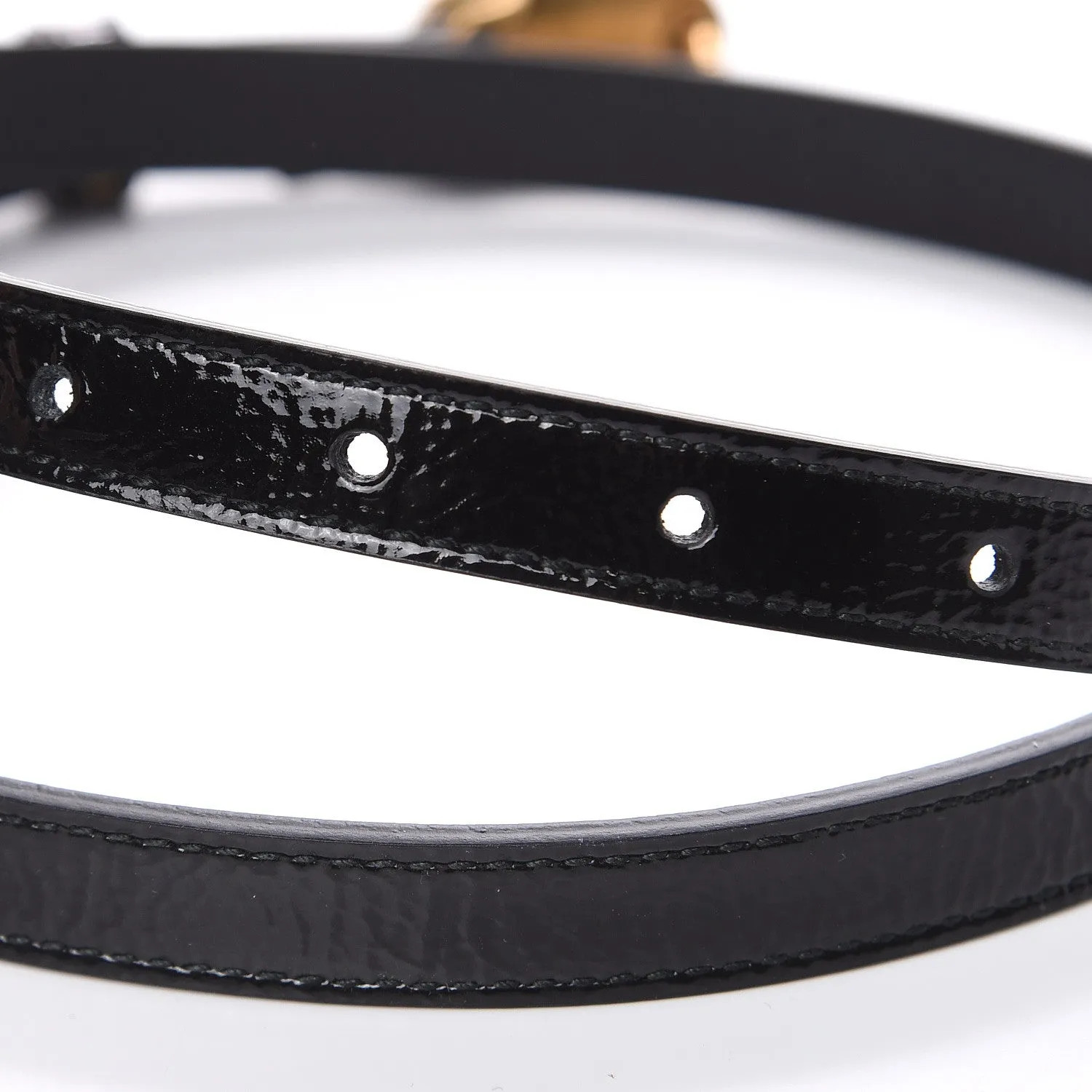 Gucci Leather Belt with Oval Enameled Buckle in Black