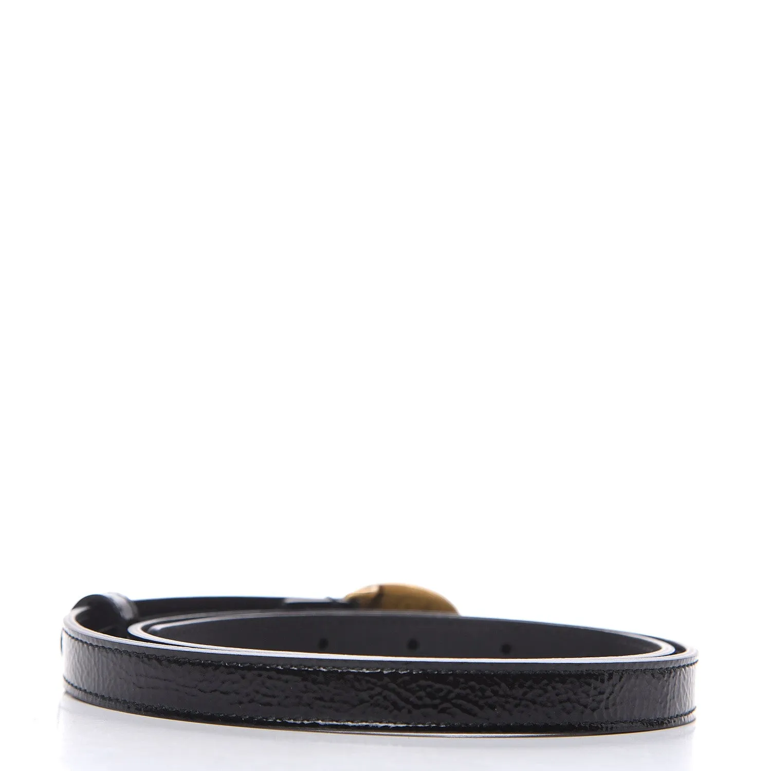 Gucci Leather Belt with Oval Enameled Buckle in Black
