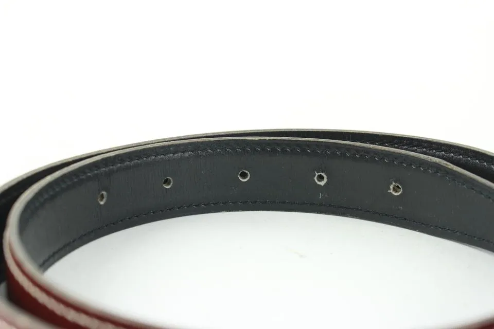 Hermès Burgundy x Black 24mm Reversible H Logo Belt Kit Matte Silver 408h528
