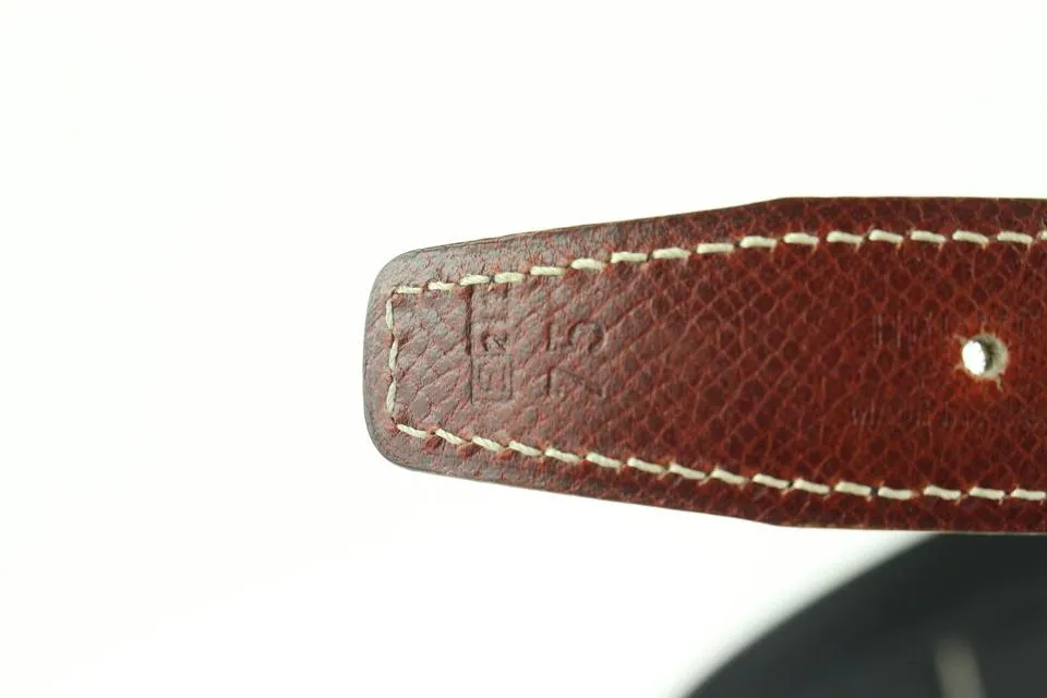 Hermès Burgundy x Black 24mm Reversible H Logo Belt Kit Matte Silver 408h528