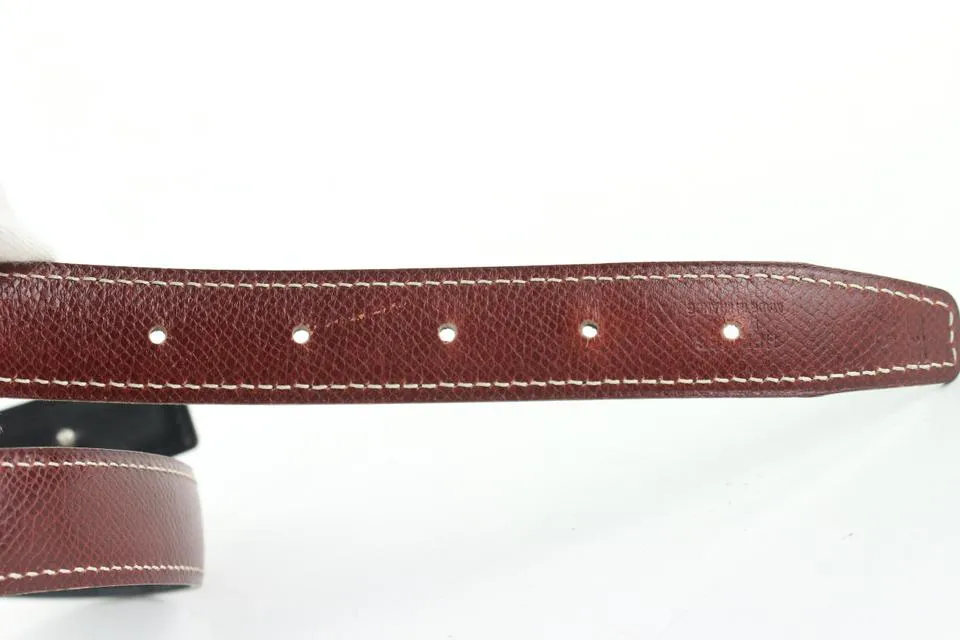 Hermès Burgundy x Black 24mm Reversible H Logo Belt Kit Matte Silver 408h528