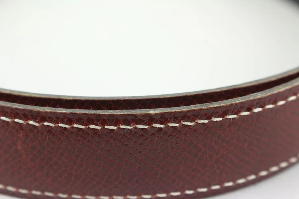 Hermès Burgundy x Black 24mm Reversible H Logo Belt Kit Matte Silver 408h528
