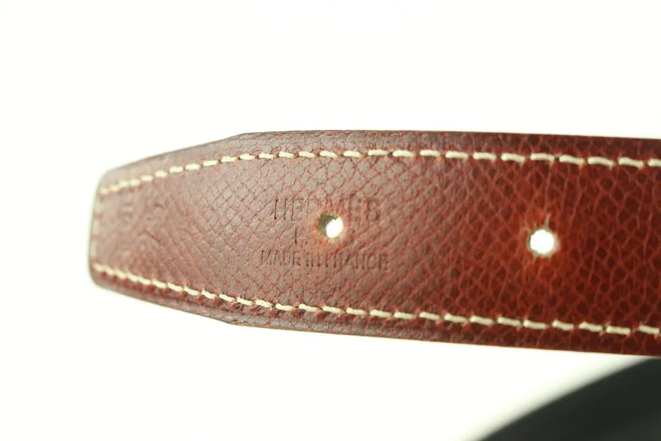 Hermès Burgundy x Black 24mm Reversible H Logo Belt Kit Matte Silver 408h528