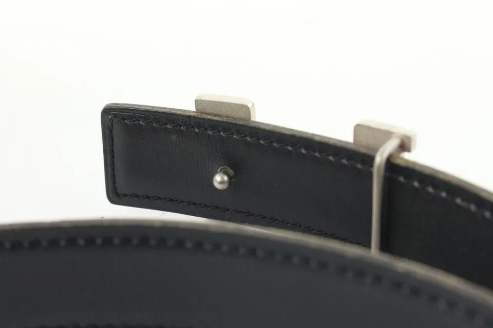 Hermès Burgundy x Black 24mm Reversible H Logo Belt Kit Matte Silver 408h528
