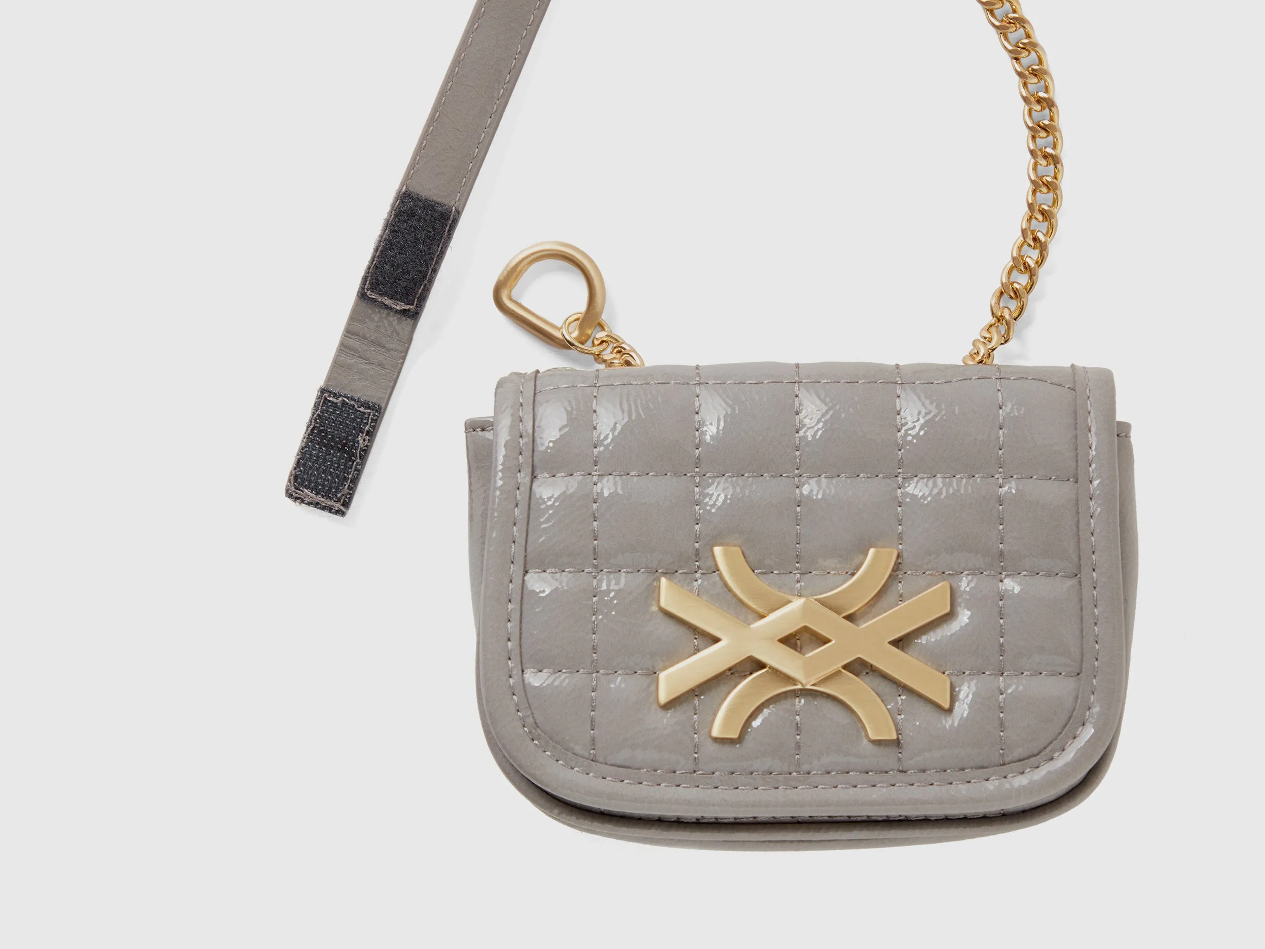 Imitation Leather Sling Bag with Glossy Finish and Check Quilting