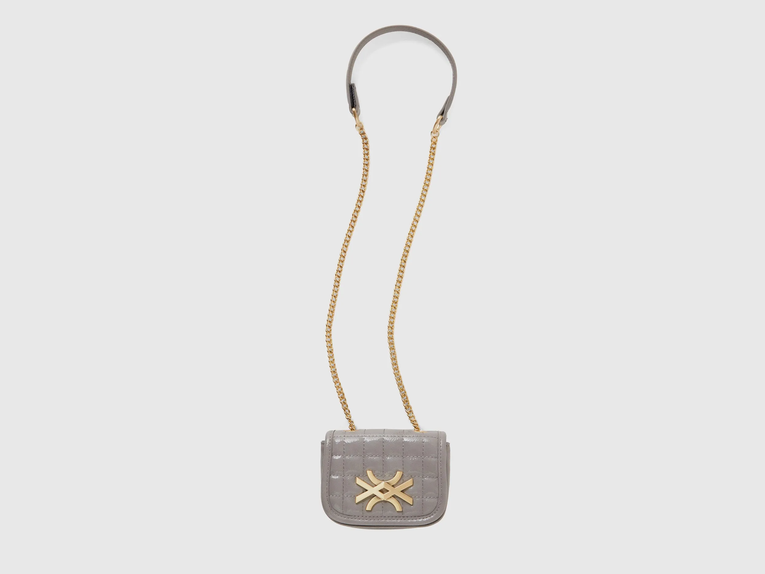 Imitation Leather Sling Bag with Glossy Finish and Check Quilting