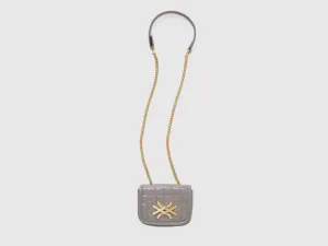 Imitation Leather Sling Bag with Glossy Finish and Check Quilting