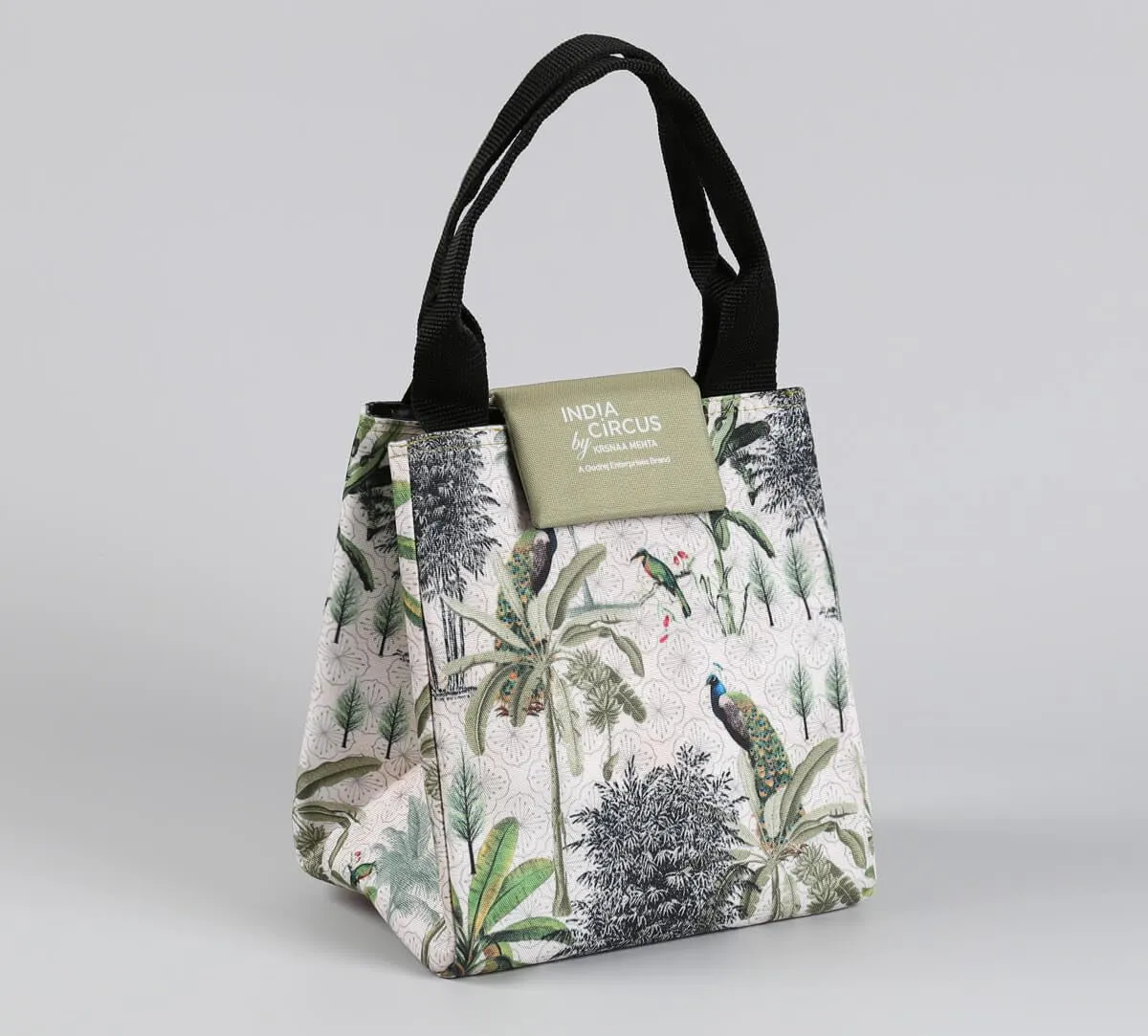 India Cicus by Krsnaa Mehta Peacock Throne Paradise Lunch Bag for Office Women & Men | Printed Hot/Cold Tiffin Box & Bottle Travel Carry Bag | for School Picnic & School | Ideal for Gifting