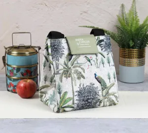 India Cicus by Krsnaa Mehta Peacock Throne Paradise Lunch Bag for Office Women & Men | Printed Hot/Cold Tiffin Box & Bottle Travel Carry Bag | for School Picnic & School | Ideal for Gifting