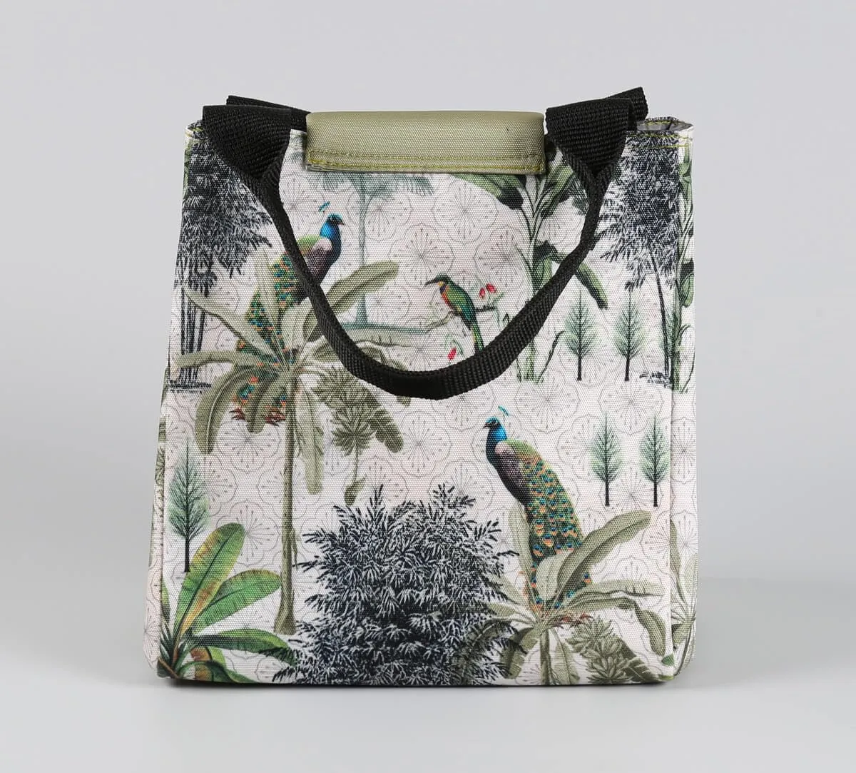 India Cicus by Krsnaa Mehta Peacock Throne Paradise Lunch Bag for Office Women & Men | Printed Hot/Cold Tiffin Box & Bottle Travel Carry Bag | for School Picnic & School | Ideal for Gifting