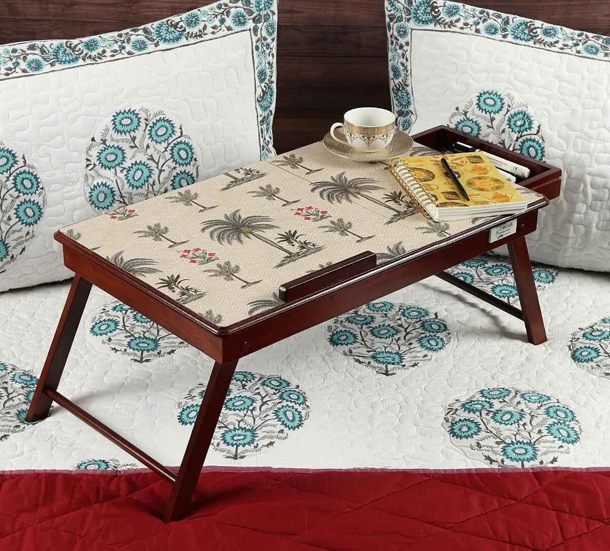 India Circus by Krsnaa Mehta Chevron Palms Multipurpose Laptop Table Desk for Study and Reading with Foldable and Portable Legs