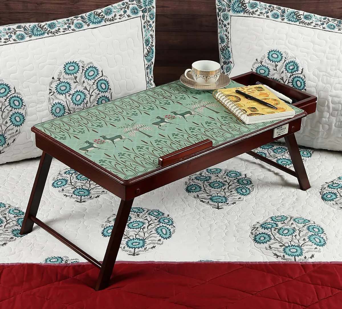 India Circus by Krsnaa Mehta Mirroring Deer Garden Multipurpose Laptop Table Desk for Study and Reading with Foldable and Portable Legs