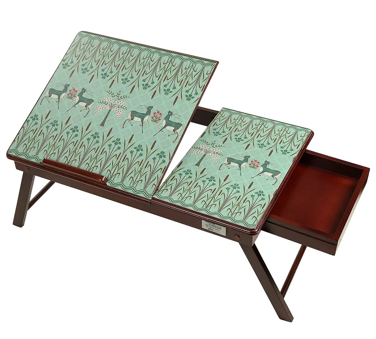 India Circus by Krsnaa Mehta Mirroring Deer Garden Multipurpose Laptop Table Desk for Study and Reading with Foldable and Portable Legs