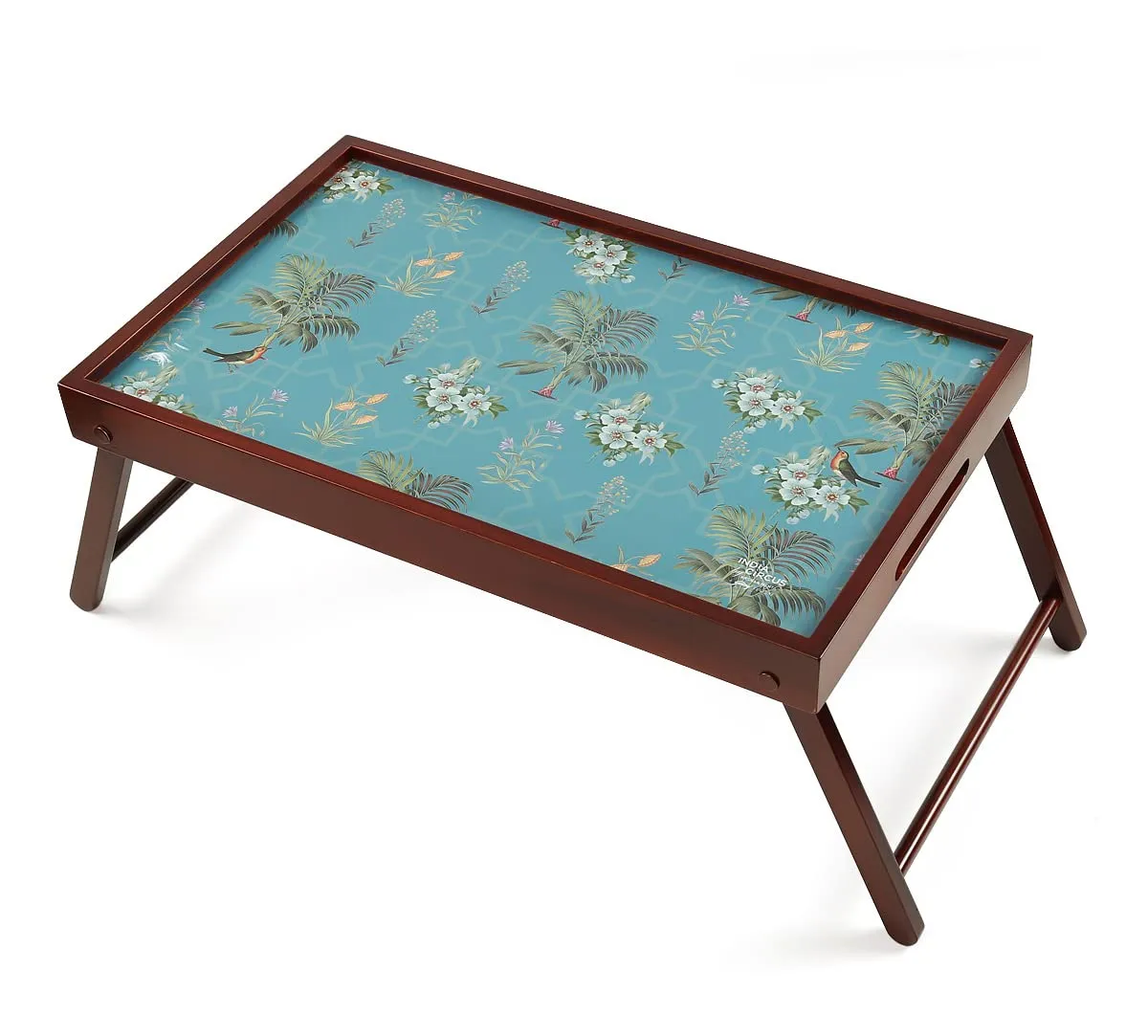 India Circus by Krsnaa Mehta Robin Bird Park Wooden Breakfast Tray Table with Foldable Legs for Sofa, Bed | Portable Lap Desk Serving Dinner Tea Snack Tray | 52 Centimeters