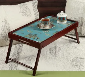 India Circus by Krsnaa Mehta Robin Bird Park Wooden Breakfast Tray Table with Foldable Legs for Sofa, Bed | Portable Lap Desk Serving Dinner Tea Snack Tray | 52 Centimeters