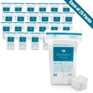 Intrinsics Nail Tech's Choice Cotton Filled Gauze - Petite - 2" X 2" - 100% Naturelle Cotton / 200 Count per Resealable Bag X 25 Bags = Case of Cotton Filled Gauze Wipes