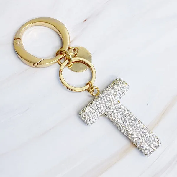 It Girl Glam Initial Key Chain – Crystal Clear Acrylic Letter Charm